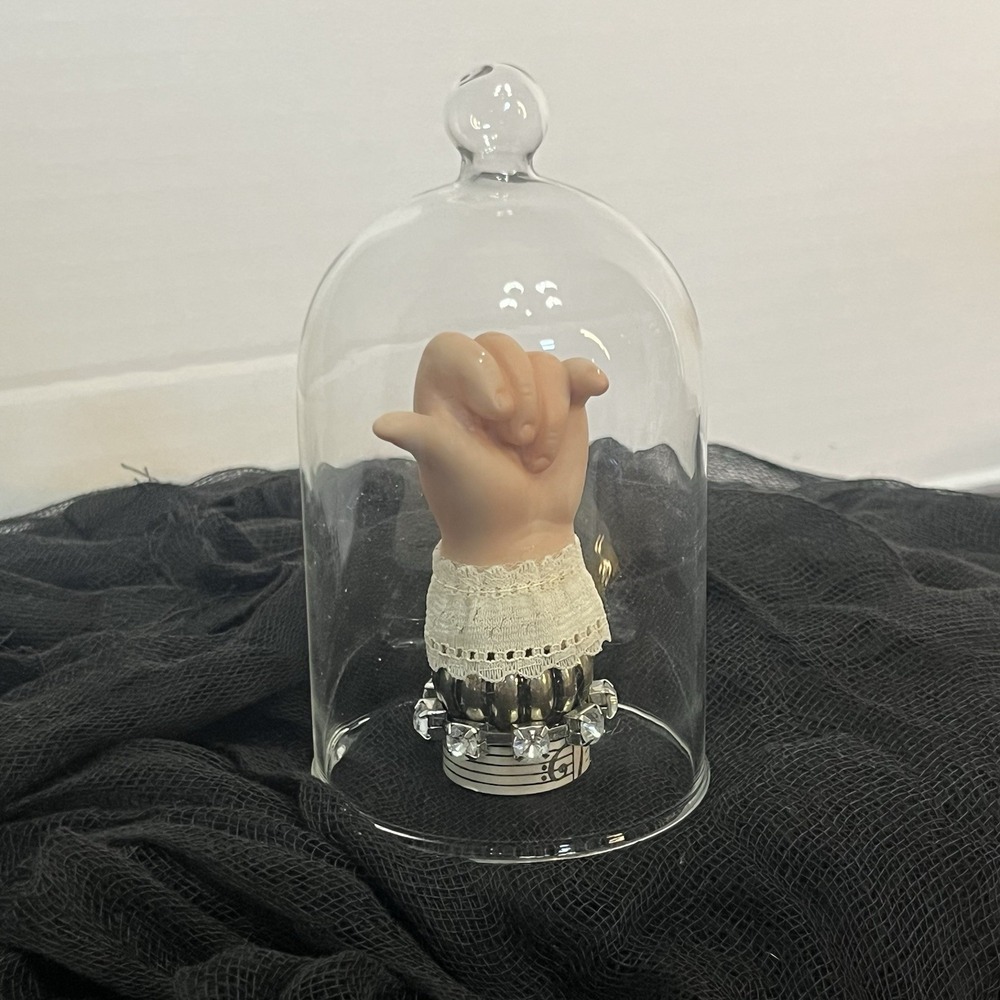 altered art 2 pc HALLOWEEN‎ DOLL HAND & Cloche OOAK Mixed Media 5" Tall